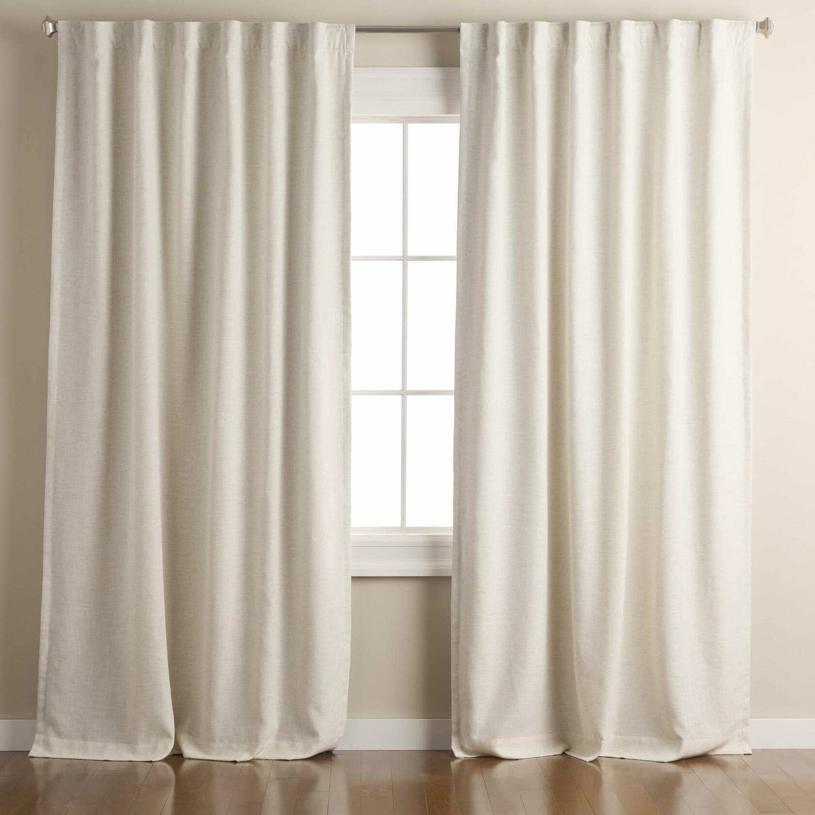 TOWN & COUNTRY LUXE Davos Solid Linen Texture Indoor Curtains, 100% Blackout with Energy Efficient Lining, Back Tab/Rod Pocket Top, 2-Pack Set, Natural Linen, 50"x84"