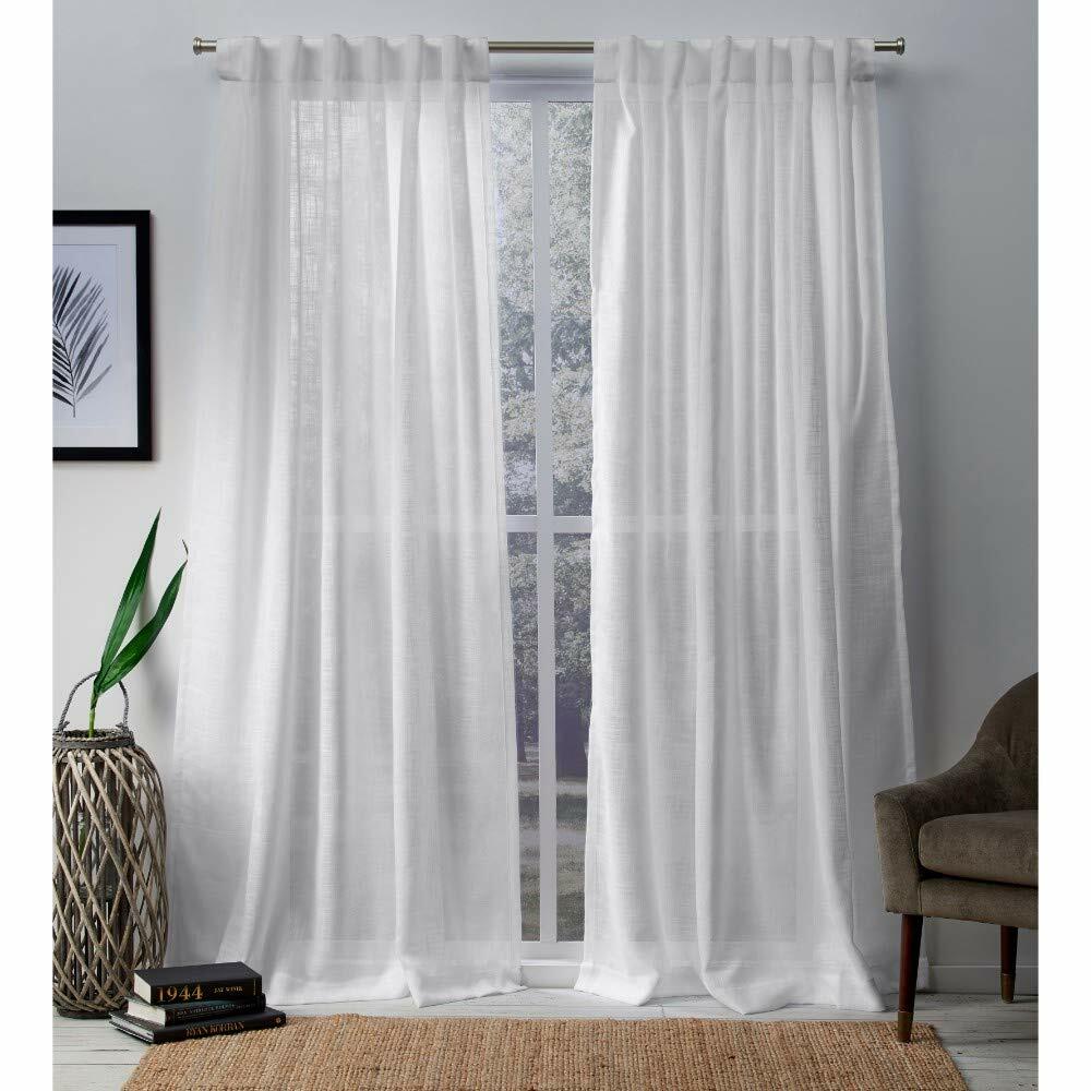 Exclusive Home Curtains Bella Window Curtain Panel Pair with Hidden Tab Top, 54x84, Winter White, 2 Count