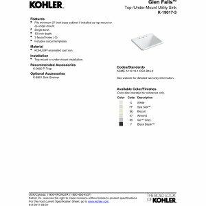 KOHLER Glen Falls 25 X 22 Dual-Mnt Sink 3 Hole