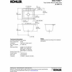 KOHLER Glen Falls 25 X 22 Dual-Mnt Sink 3 Hole