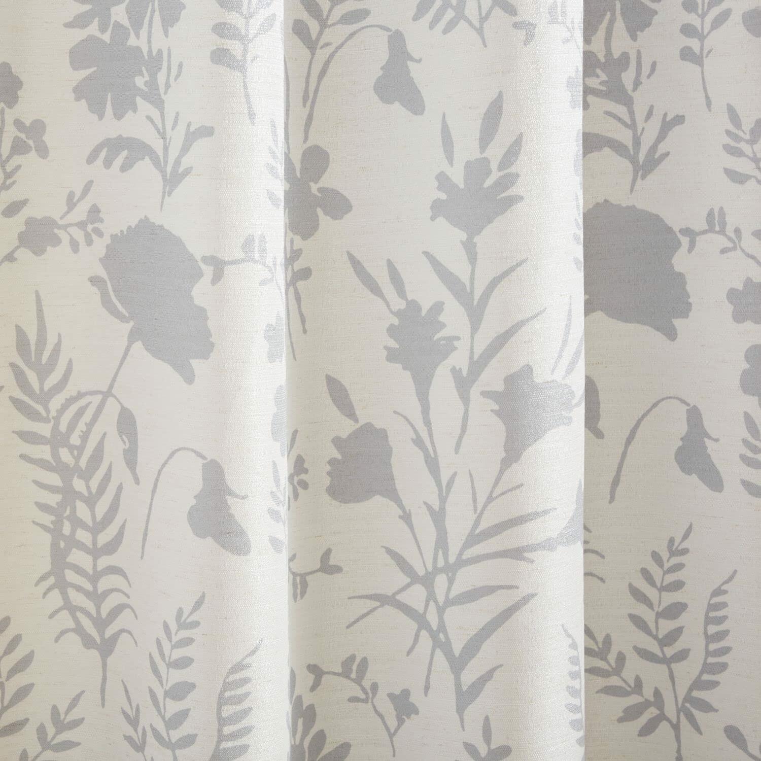 Exclusive Home Silhouette Floral Light Filtering Grommet Top Curtain Panel Pair, 54"x96", Light Grey, Set of 2