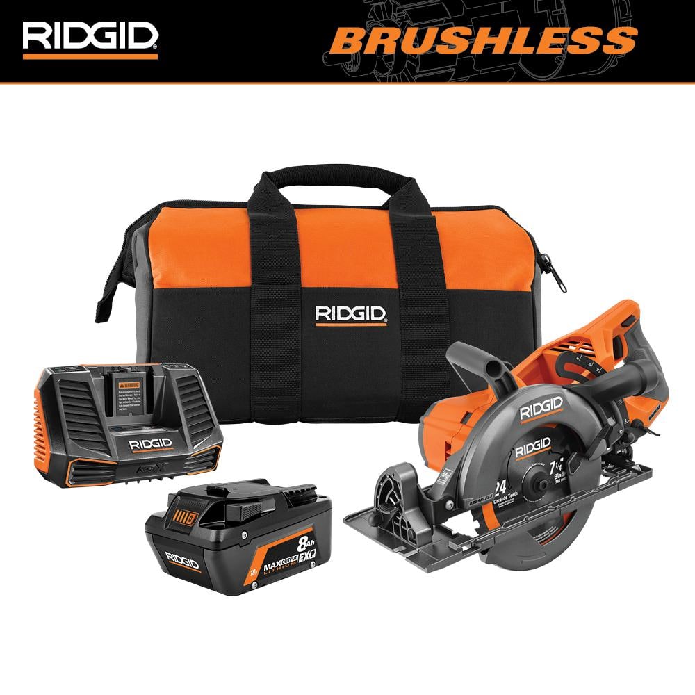 18V Brushless Cordless 7-1/4 in. Rear Handle Circular Saw Kit with 8.0 Ah MAX Output Battery, 18V Charger and Bag