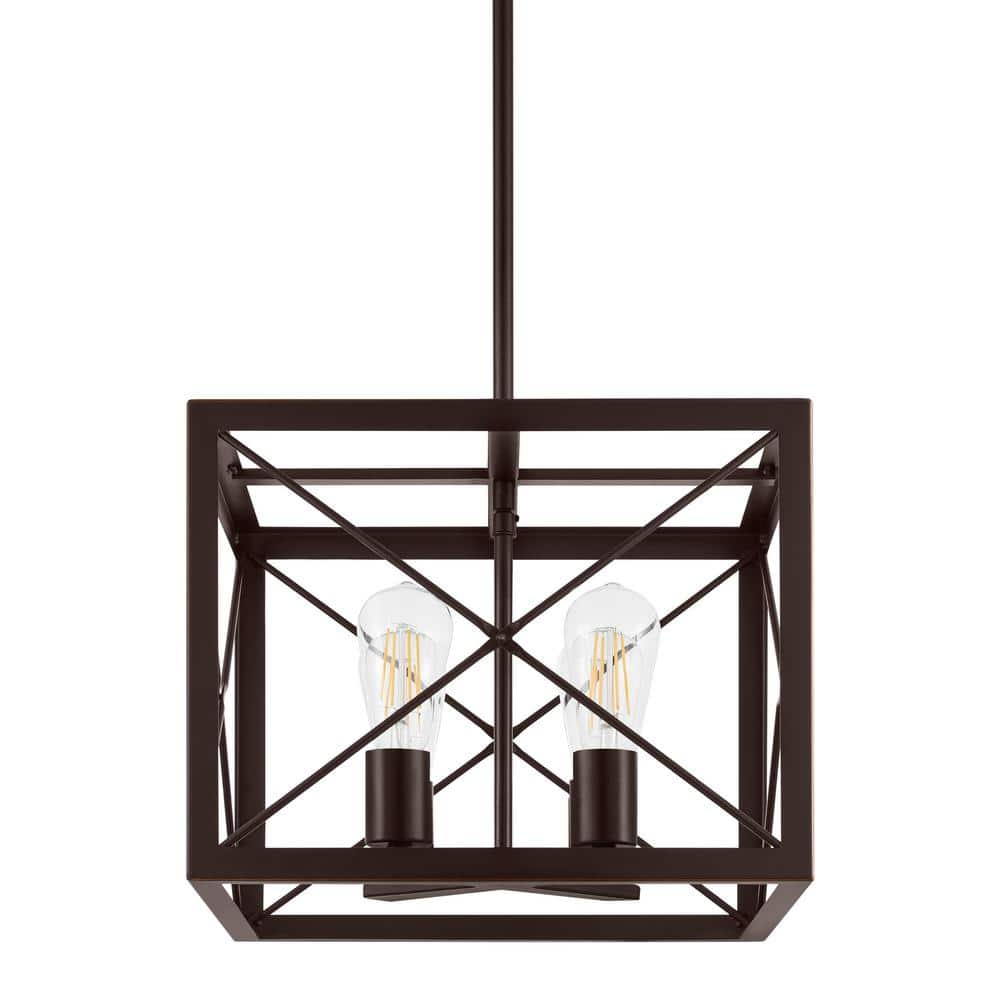 Harwood 60-Watt 4-Light Royal Bronze Pendant with Cage Shade