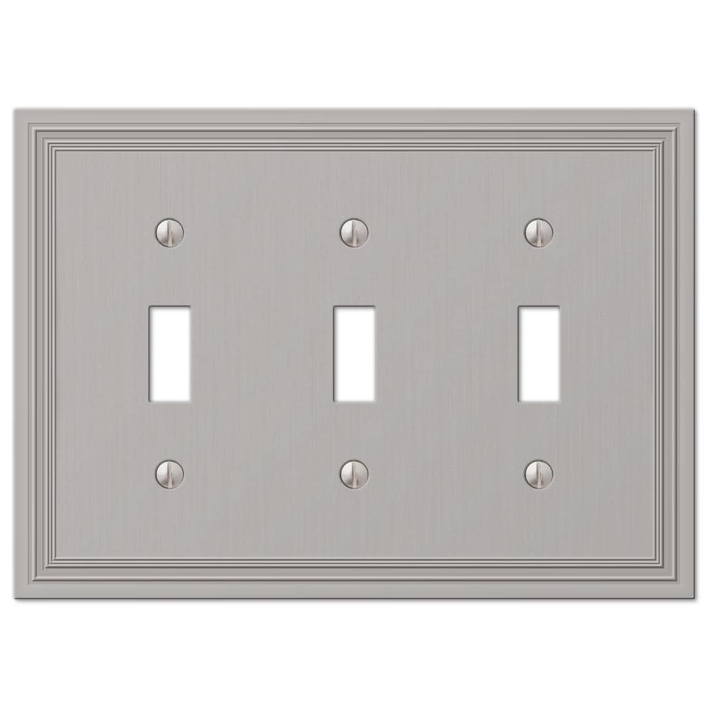 AMERELLE Hallcrest 3 Gang Toggle Metal Wall Plate - Satin Nickel