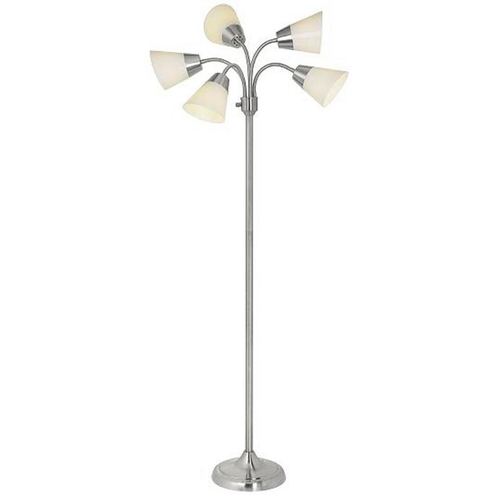 Hampton Bay 66 in. Satin Nickel 5-Arm Floor Lamp