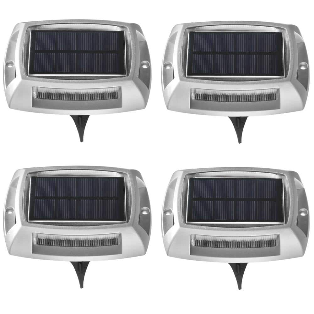 Metallic Integrated LED Outdoor Solar Deck and Stair Light (4-Pack)