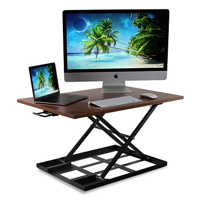 Mount-It 17 Height-Adjustable Sit Stand Desk Converter, Brown (MI-7929-BRN) | Quill