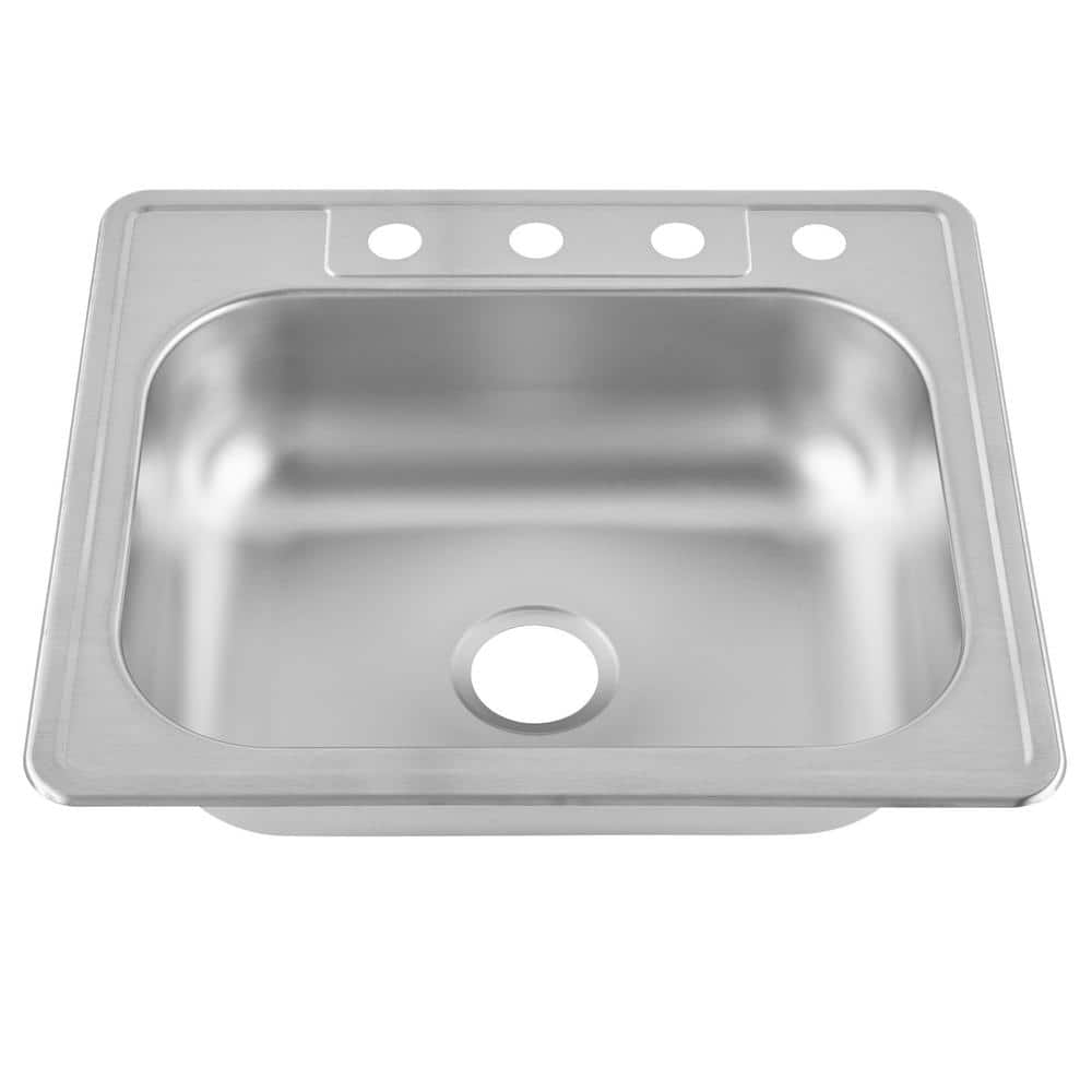 Glacier Bay Stainless Steel 25 in. Single Bowl Drop-in Kitchen Sink with Faucet  Silver