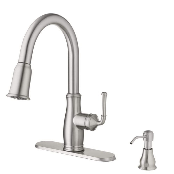 Glacier Bay Pull Down Kitchen Faucet, Stainless Steel, Kagan, Silver
