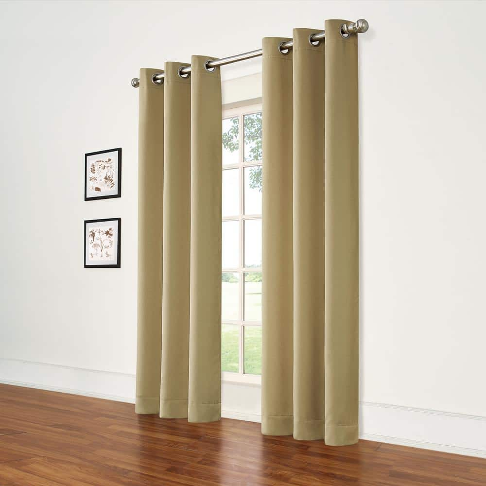 Home Decorators Collection Taupe Solid Thermal Grommet Room Darkening Curtain - 37 in. W x 84 in. L (Set of 2), Brown