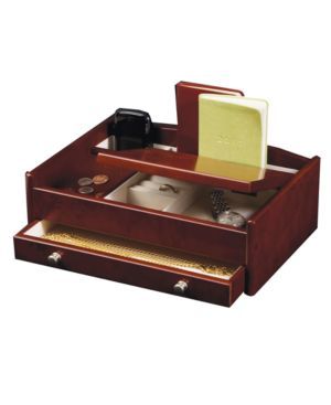 Mele and Co. Davin Men s Dresser Valet - Dark Burlwood Walnut - 11.75W x 4H in.