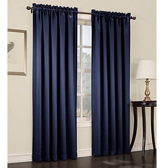 Sun Zero Kylee Energy Efficient Room Darkening Rod Pocket Curtain Panel  54  x 84   Black