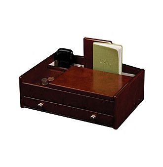 Mele and Co. Davin Men s Dresser Valet - Dark Burlwood Walnut - 11.75W x 4H in.