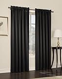 Sun Zero Kylee Energy Efficient Room Darkening Rod Pocket Curtain Panel  54  x 84   Black