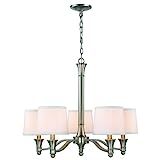 Hampton Bay 5-light Brushed Nickel Chandelier with White Fabric Shades
