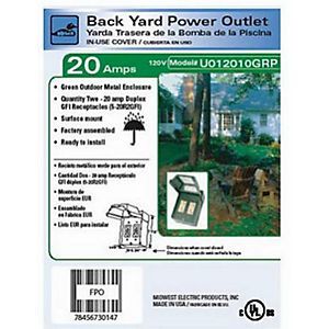 GE Backyard 20A Green Residential Grade 5-20R GFCI Outlet with 2 Receptacles