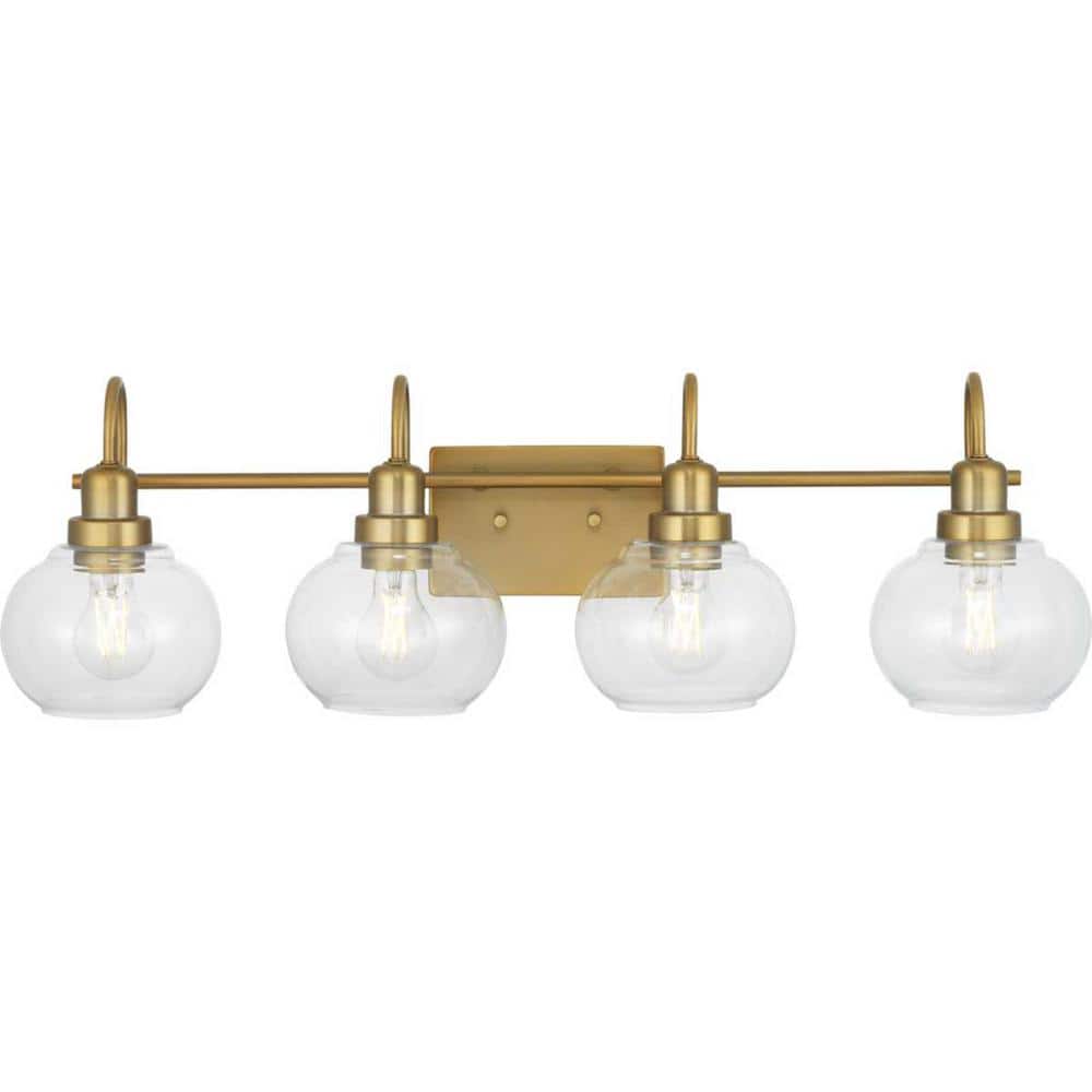 Home Decorators Halyn 31.375  Vintage Brass Bathroom Vanity Light