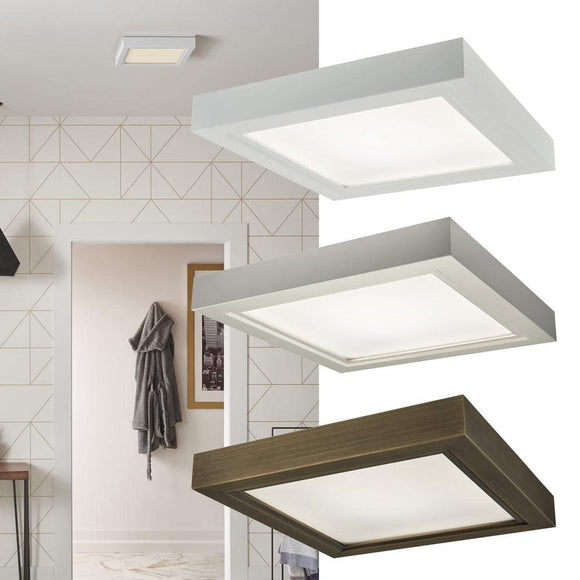 Broan-NuTone Roomside Decorative 110 CFM Ceiling Bathroom Exhaust Fan with Square LED Panel and Easy Change Trim  ENERGY STAR  White/ Bronze/ Brushed
