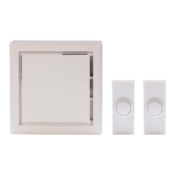 Defiant Wireless Plug-in Doorbell Kit with 2 Wireless Push Buttons  White