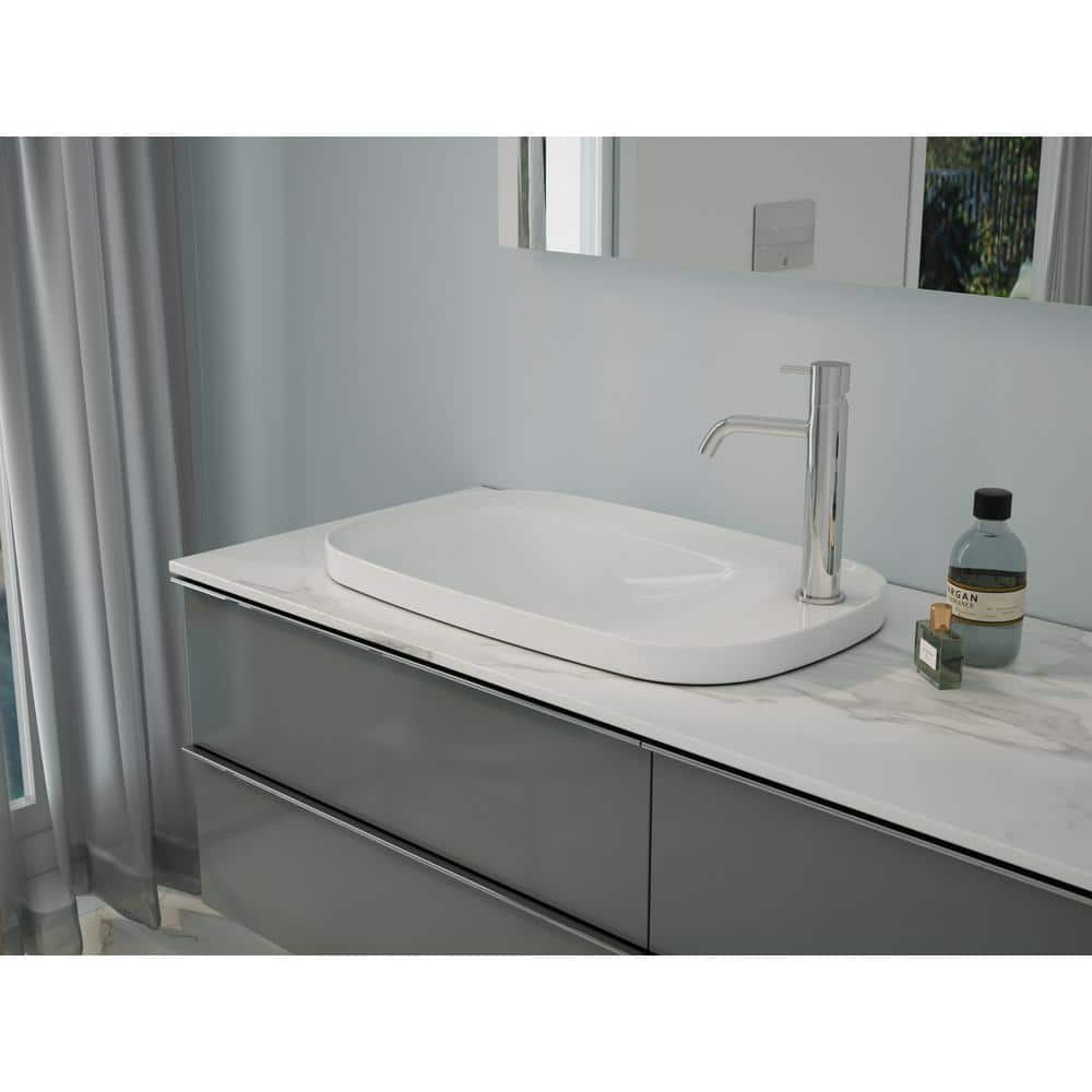 Glacier Bay 25.7 in. Ceramic Rectangular Vessel Bathroom Sink in White