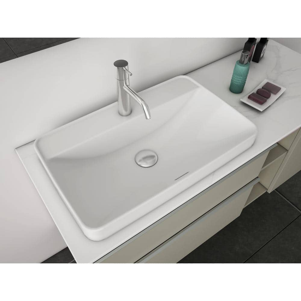 Glacier Bay 23.6 in. x 15 in. Ceramic Rectangular Vessel Bathroom Sink in White