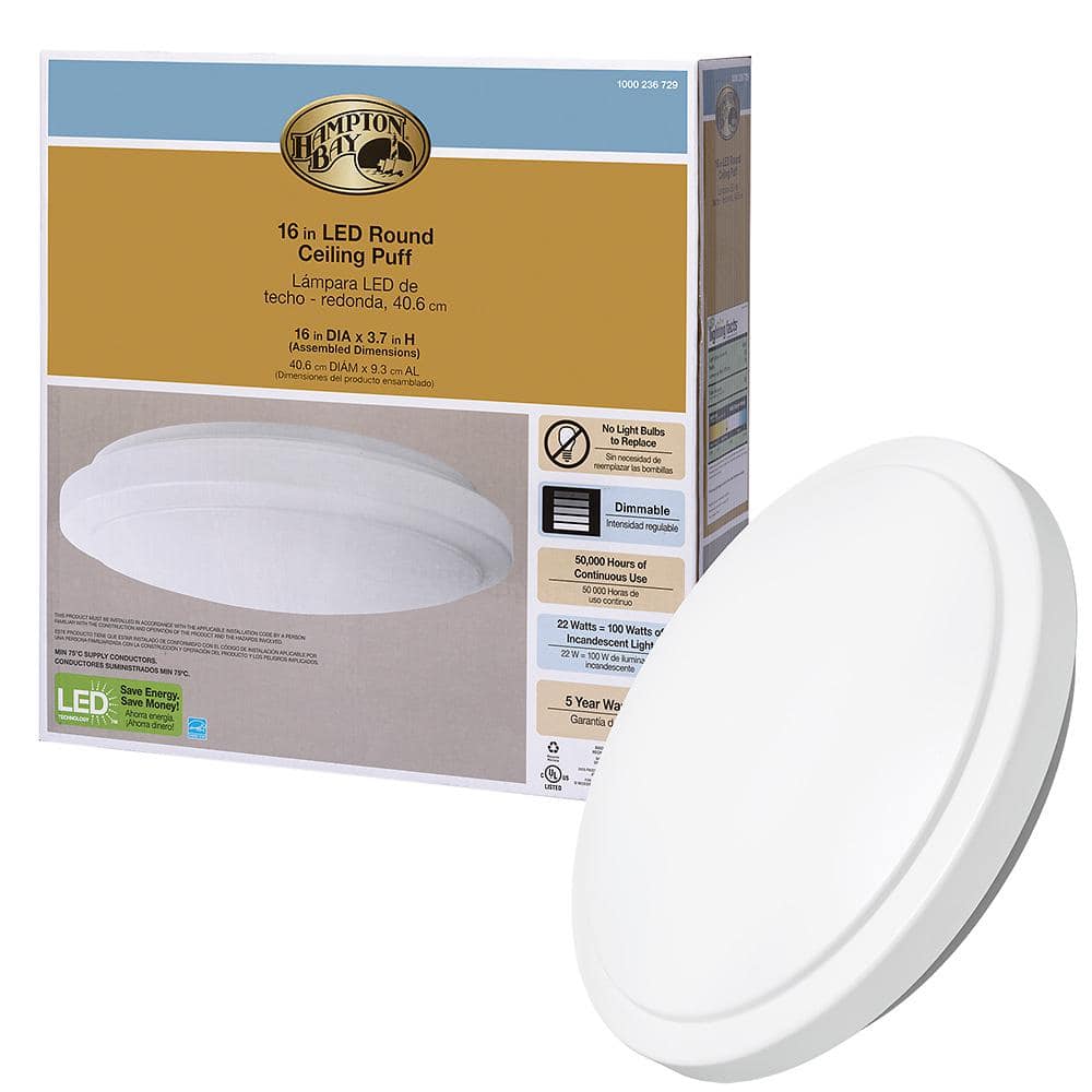 Hampton Bay 16 22-Watt LED Flush Mount Ceiling Light Bright White