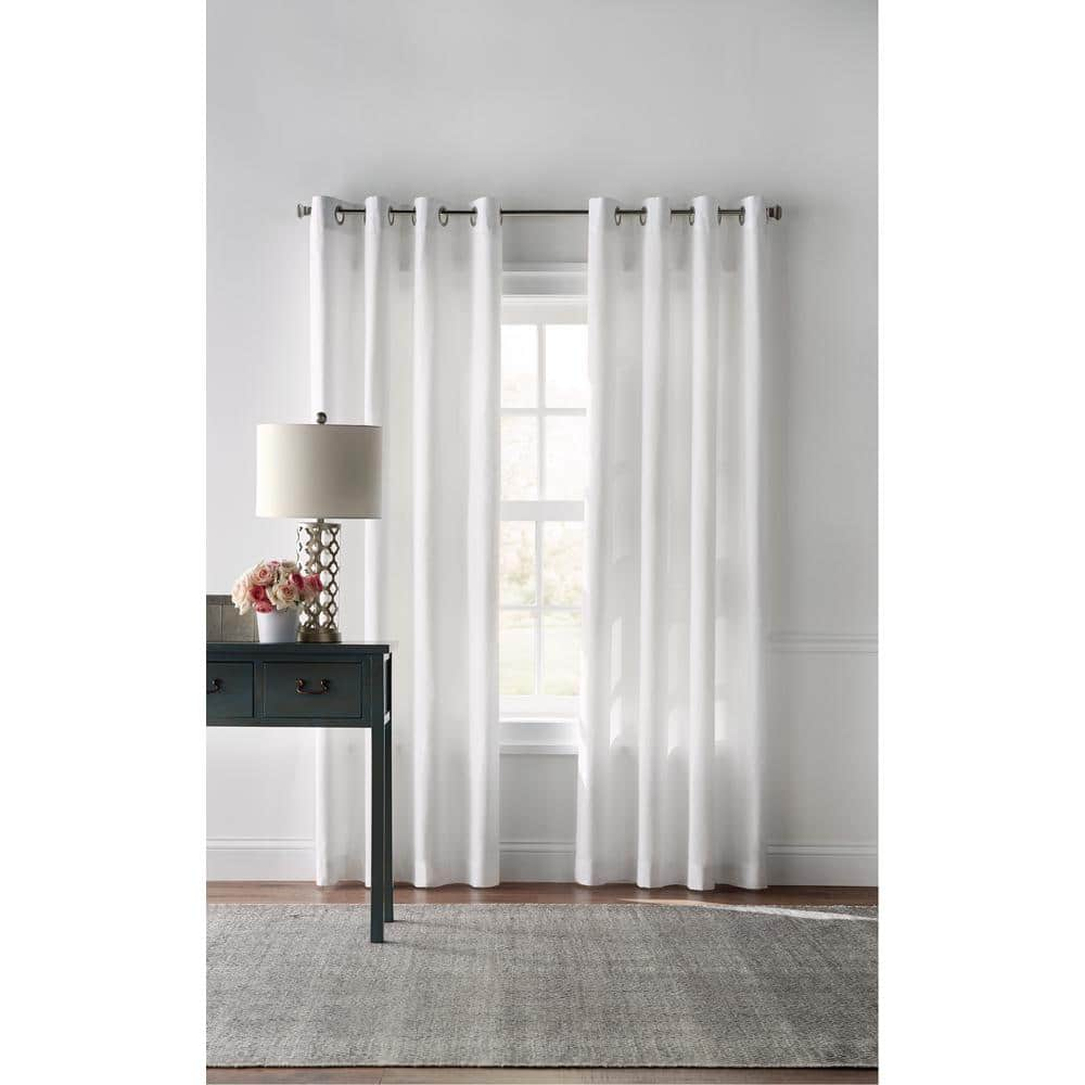 Home Decorators Collection Cotton Duck 50 in. W x 63 in. L Light Filtering Window Panel in White