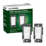 Lutron Single-Pole or 3-Way Switch Halogen and Incandescent Bulbs Diva LED Dimmer  2 Pack  White (New Open Box)