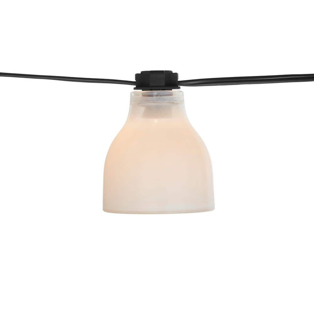 Hampton Bay Outdoor/Indoor 10.6 Ft. Plug-in Type G Bulb String Light with 8 White Glass Shades